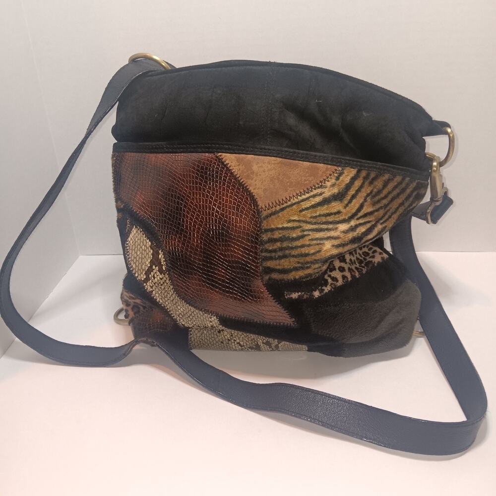 Vintage 90s Animal Print Leather Purse Great American Leather Real Punk